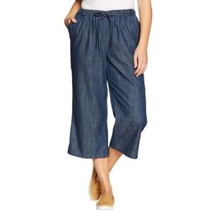 Drawstring Chambray Culotte
wide leg cropped pants